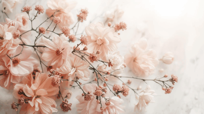 Ein Arrangement an diversen Blumen mit Knospen und geöffneten Blüten